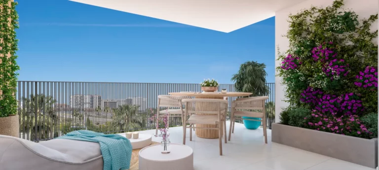 Entrenúcleos Living Exxacon viviendas de obra nueva en Entrenúcleos Sevilla terraza 1