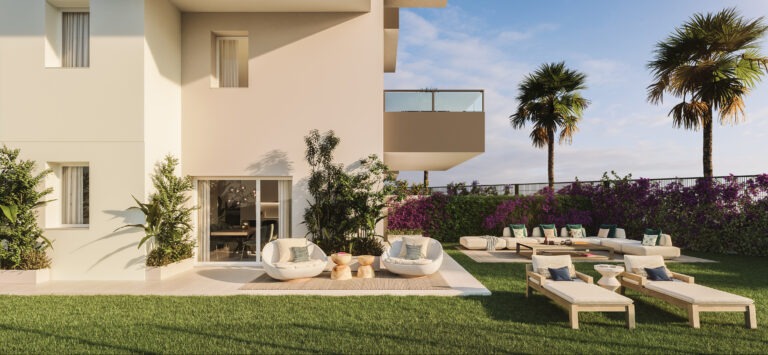 Entrenúcleos Living Panorámica de Exxacon, viviendas de obra nueva en Sevilla con magníficos jardines